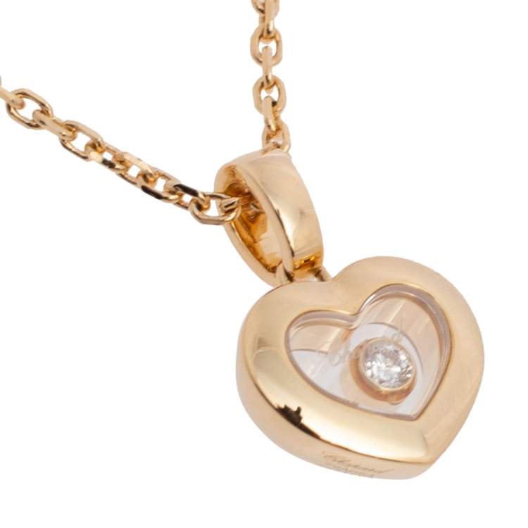 Pre Owned Chopard Happy Diamonds Icons 18k Yellow Gold Heart Pendant Necklace
