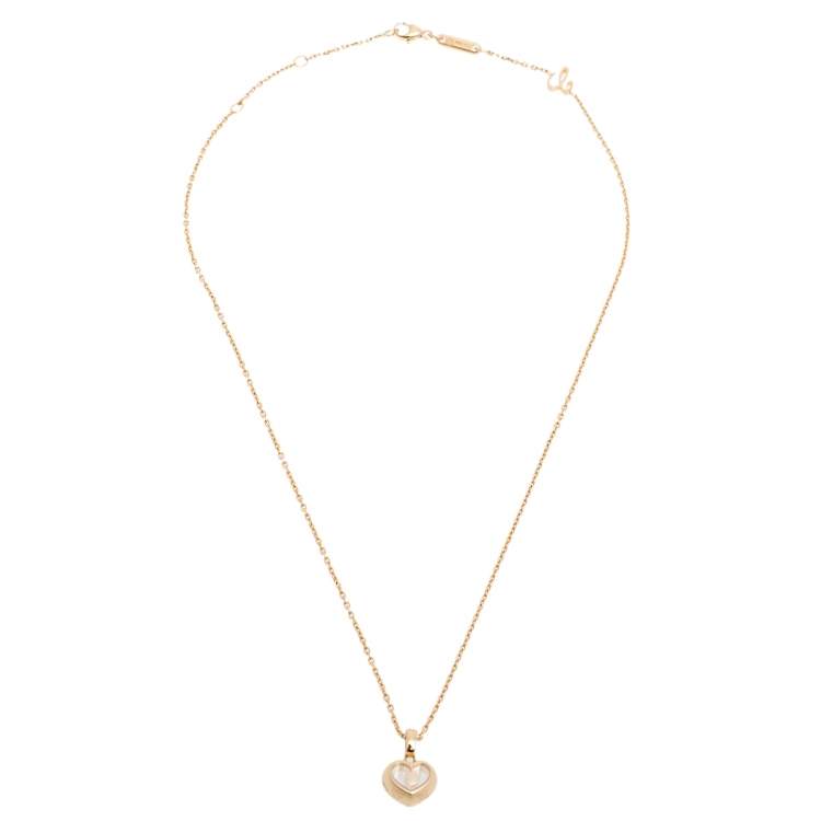 Pre Owned Chopard Happy Diamonds Icons 18k Yellow Gold Heart Pendant Necklace
