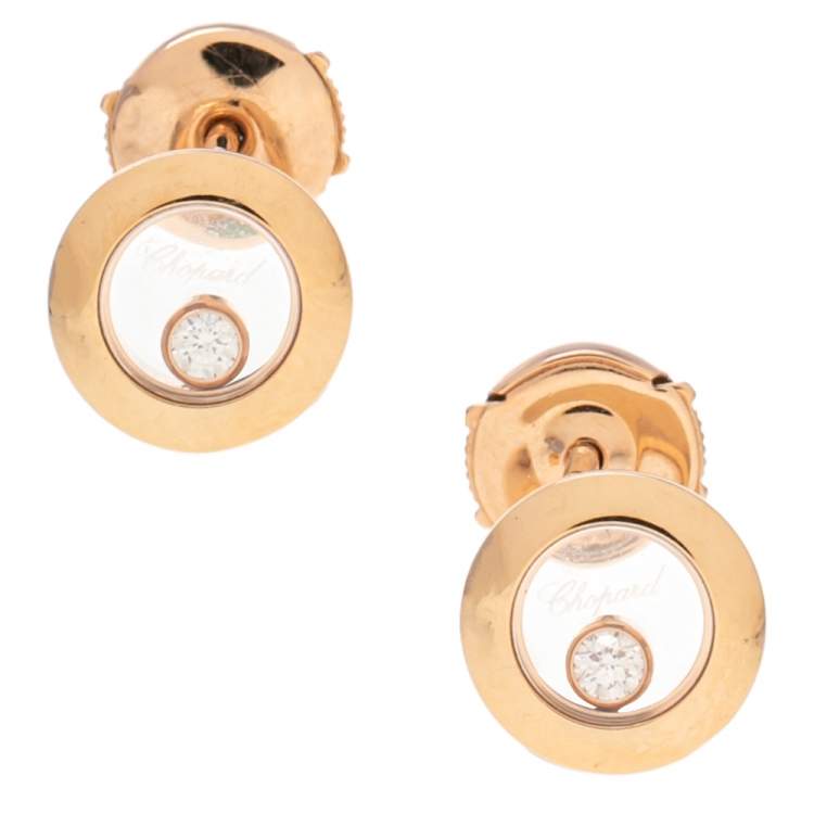 Pre Owned Chopard Happy Diamond Icon 18K Rose Gold Stud Earrings