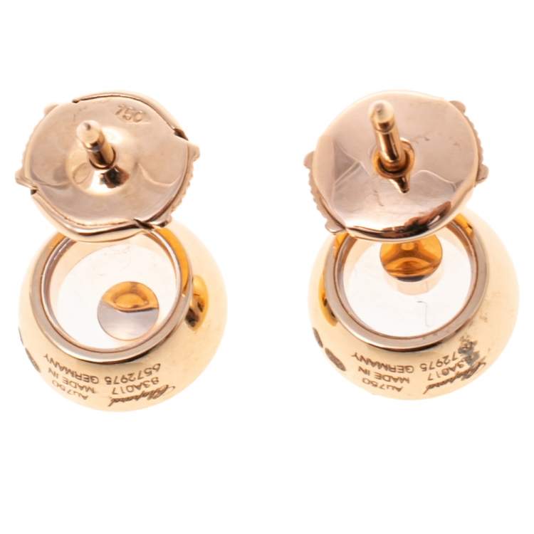 Pre Owned Chopard Happy Diamond Icon 18K Rose Gold Stud Earrings