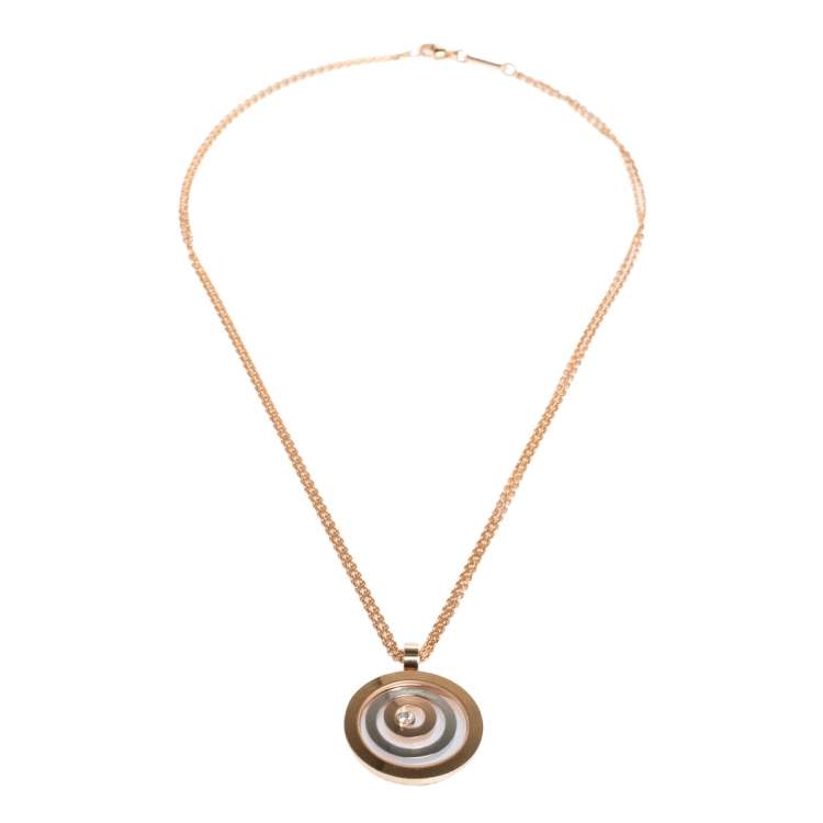 Pre Owned Chopard Happy Spirit Diamond 18K Two Tone Gold Pendant Necklace