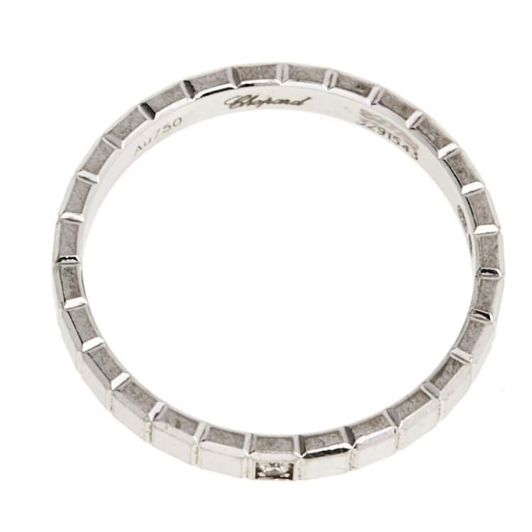 Pre Owned Chopard Ice Cube Pure Diamond 18K White Gold Band Ring 53