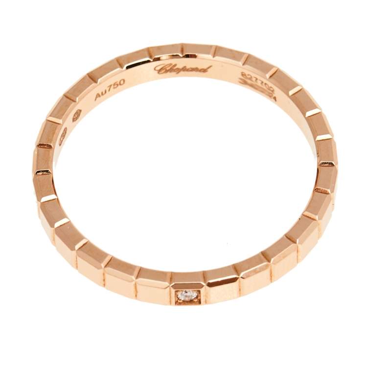 Pre Owned Chopard Ice Cube Pure Diamond 18K Rose Gold Narrow Band Ring 53