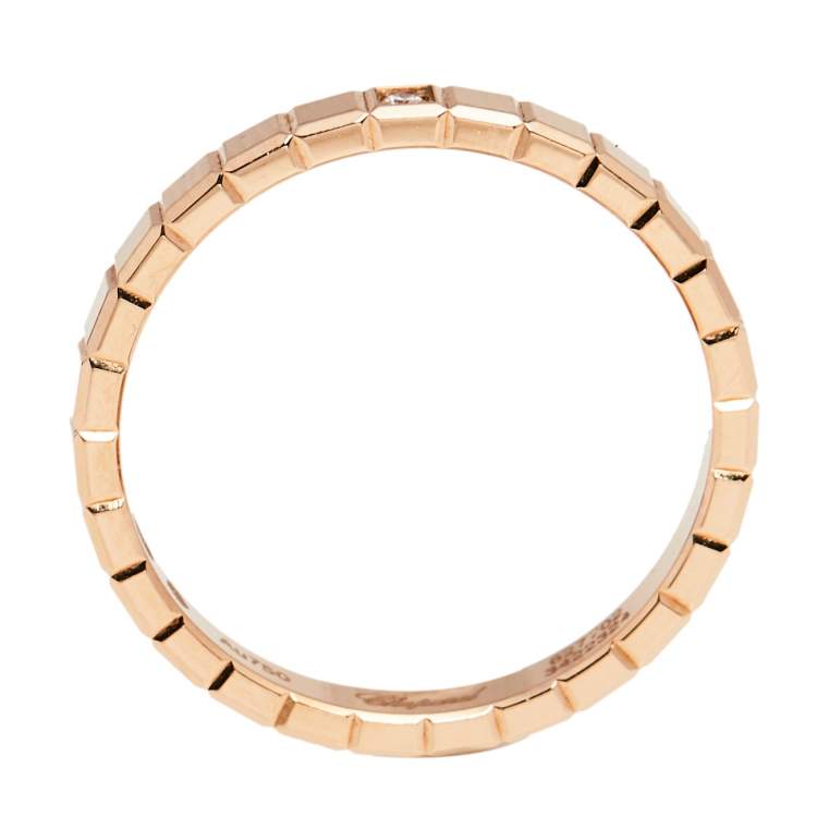 Pre Owned Chopard Ice Cube Pure Diamond 18K Rose Gold Narrow Band Ring 53