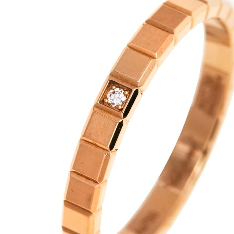 Pre Owned Chopard Ice Cube Pure Diamond 18K Rose Gold Narrow Band Ring 53