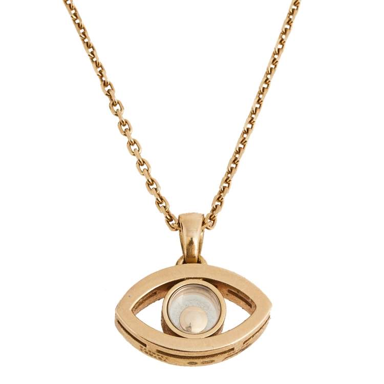 Pre Owned Chopard Happy Diamond Evil Eye Good Luck Diamond 18K Rose Gold Pendant Necklace