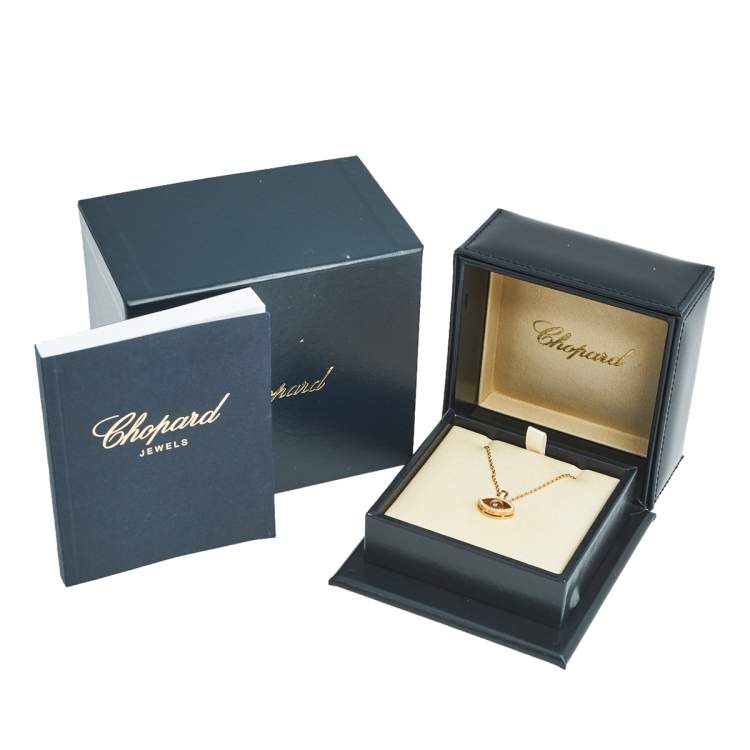 Pre Owned Chopard Happy Diamond Evil Eye Good Luck Diamond 18K Rose Gold Pendant Necklace