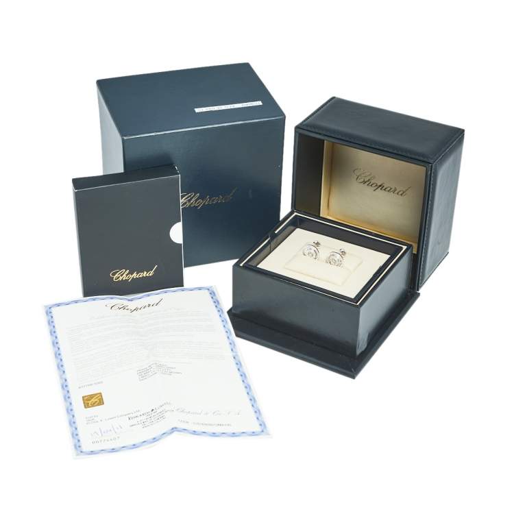 Pre Owned Chopard Happy Spirit Diamond 18k White Gold Earrings