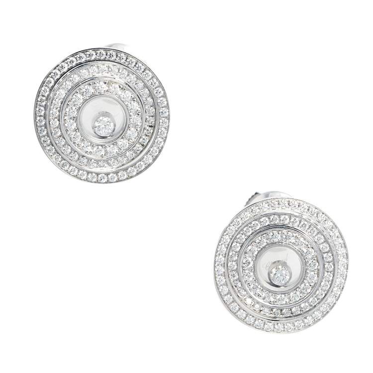 Pre Owned Chopard Happy Spirit Diamond 18k White Gold Earrings