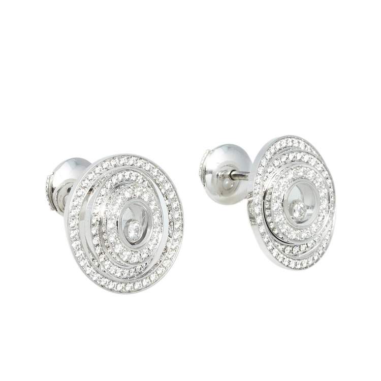 Pre Owned Chopard Happy Spirit Diamond 18k White Gold Earrings