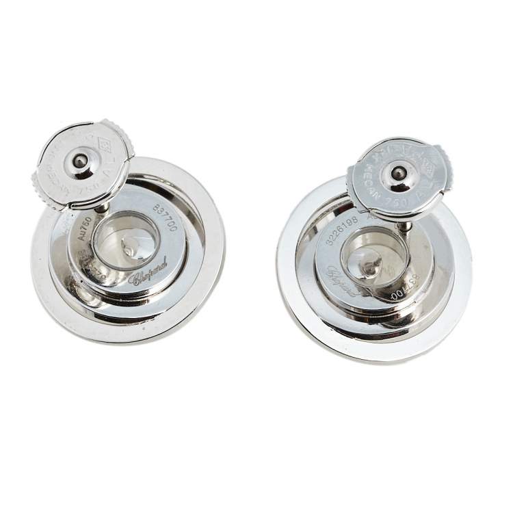 Pre Owned Chopard Happy Spirit Diamond 18k White Gold Earrings
