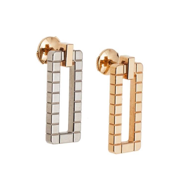 Pre Owned Chopard Ice Cube 18K Two Tone Gold Earrings