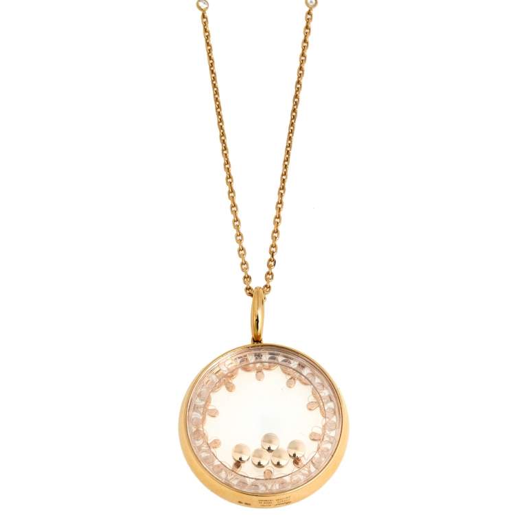 Pre Owned Chopard Happy Diamonds 18K Rose Gold Diamond Pendant Necklace