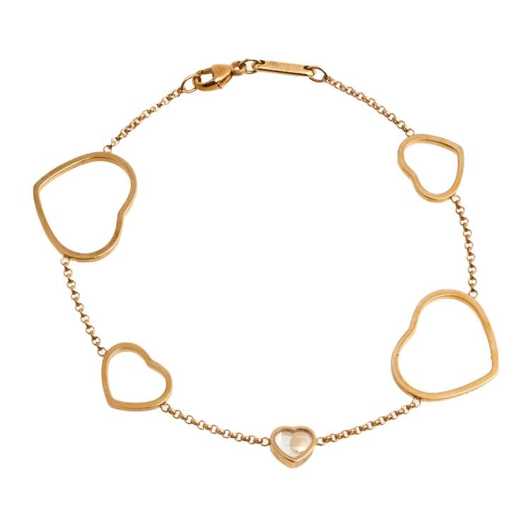 Pre Owned Chopard Happy Hearts Diamond  18k Rose Gold Bracelet