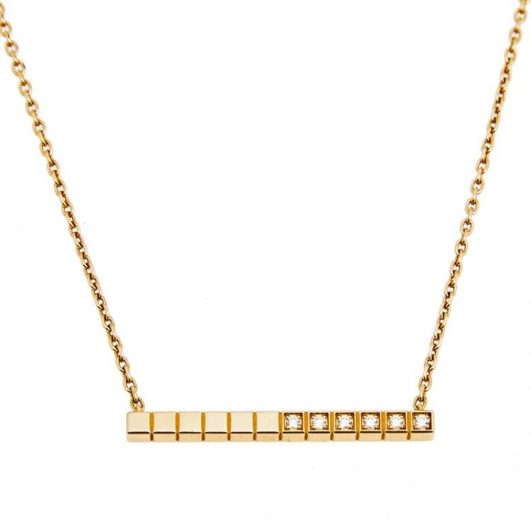 Pre Owned Chopard Ice Cube Pure Diamond 18k Rose Gold Chain Necklace