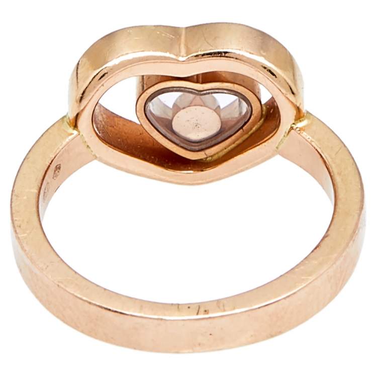 Pre Owned Chopard Happy Diamonds Diamond 18k Rose Gold Heart Ring Size 50