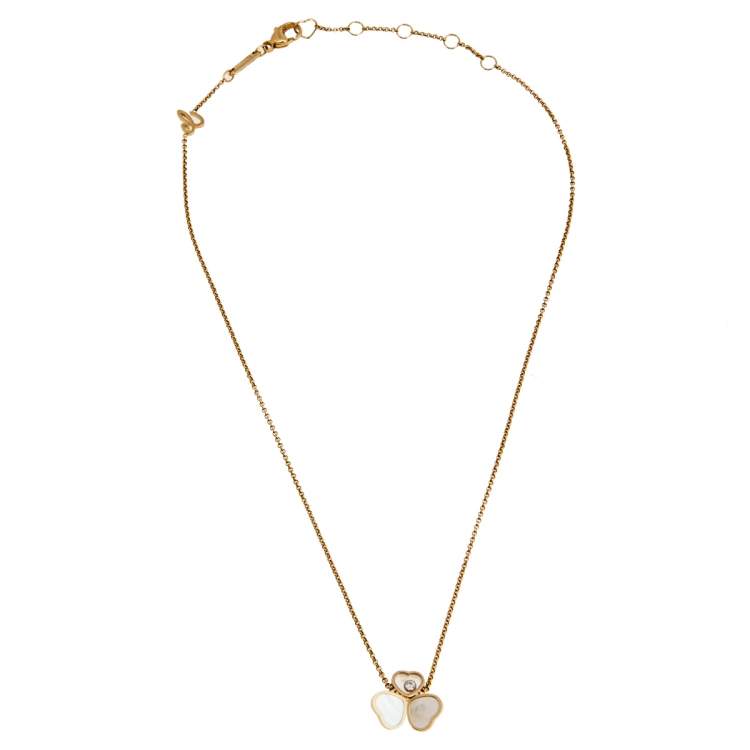 Pre Owned Chopard Happy Hearts Diamond Mother of Pearl 18k Rose Gold Necklace.