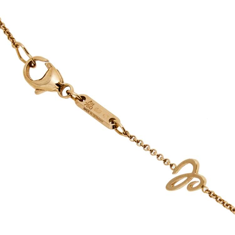Pre Owned Chopard Happy Hearts Diamond Mother of Pearl 18k Rose Gold Necklace.