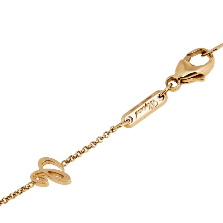 Pre Owned Chopard Happy Hearts Diamond Mother of Pearl 18k Rose Gold Necklace.