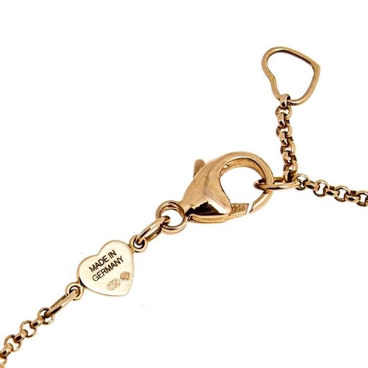 Pre Owned Chopard Happy Hearts Pink Stone Diamond 18k Rose Gold Bracelet