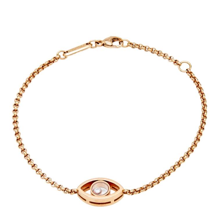 Chopard Happy Diamond Evil Eye Diamond 18k Rose Gold Link Bracelet ...