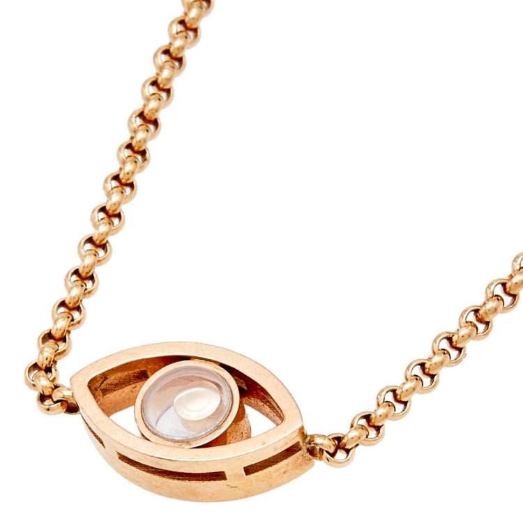 Pre Owned Chopard Happy Diamond Evil Eye Diamond 18k Rose Gold Link Bracelet