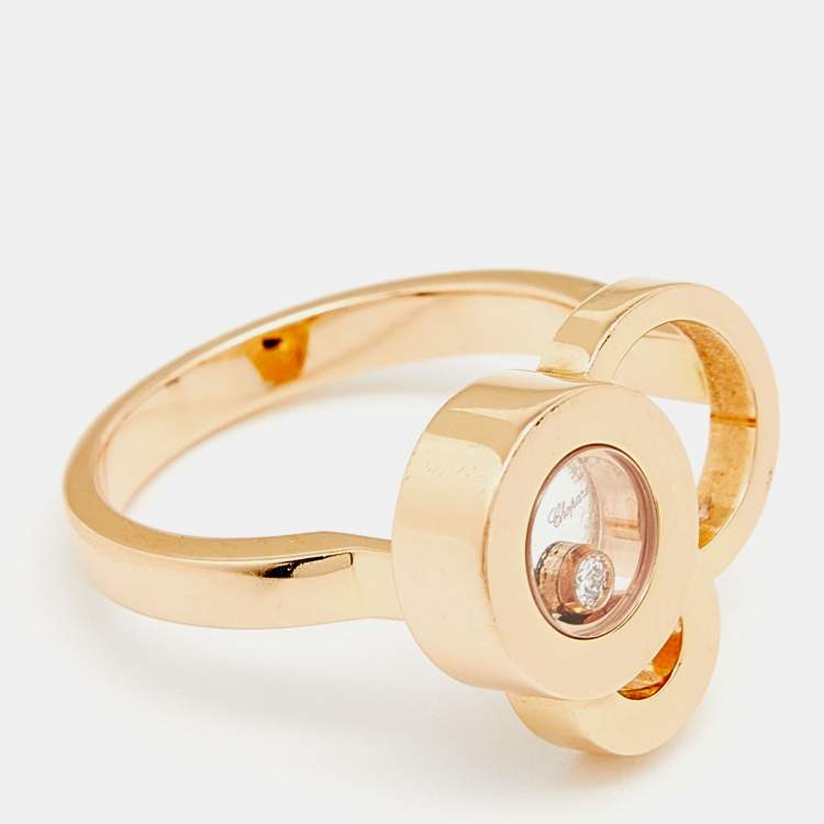 Pre Owned Chopard Happy Bubbles Diamond 18K Rose Gold Ring Size 53