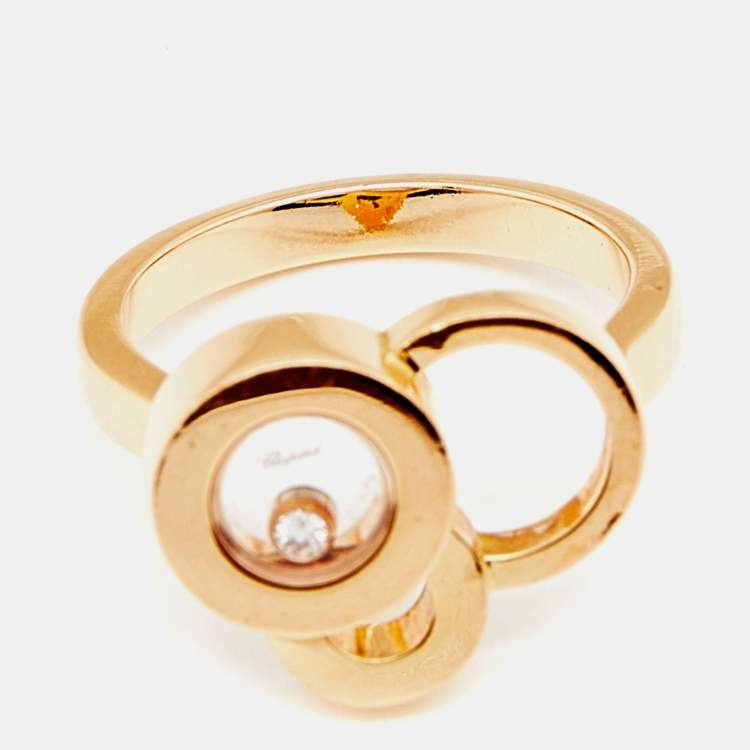 Pre Owned Chopard Happy Bubbles Diamond 18K Rose Gold Ring Size 53