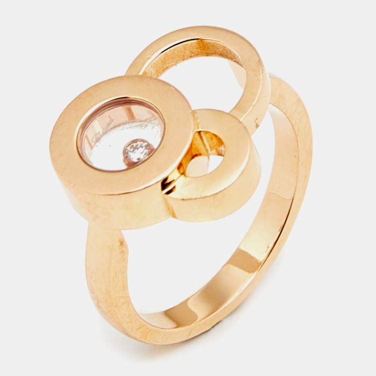 Pre Owned Chopard Happy Bubbles Diamond 18K Rose Gold Ring Size 53