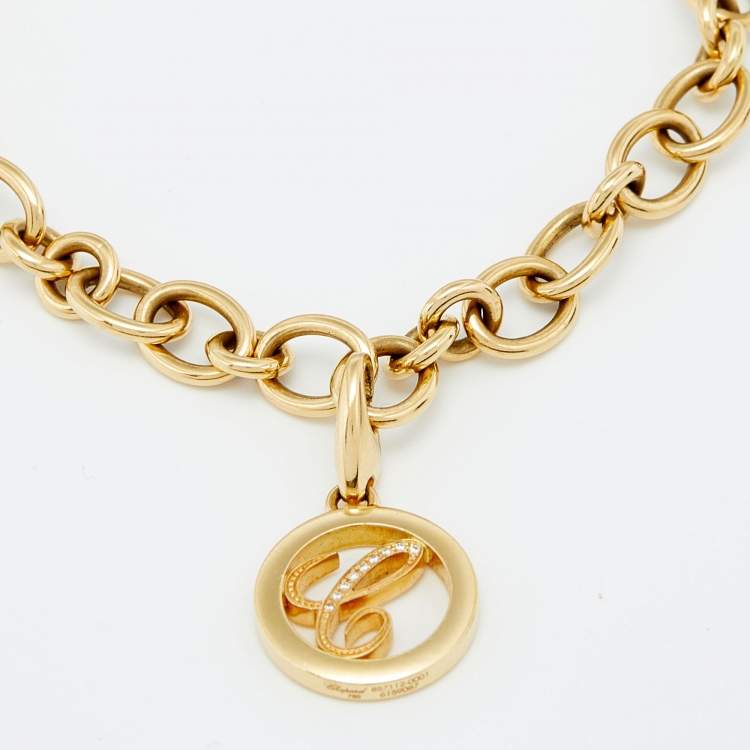 Pre Owned Chopard Diamond 18k Yellow Gold Charm Bracelet
