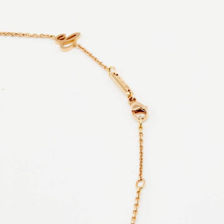 Pre Owned Chopard Happy Diamond Hamsa Hand Good Luck Diamond 18k Rose Gold Pendant Necklace