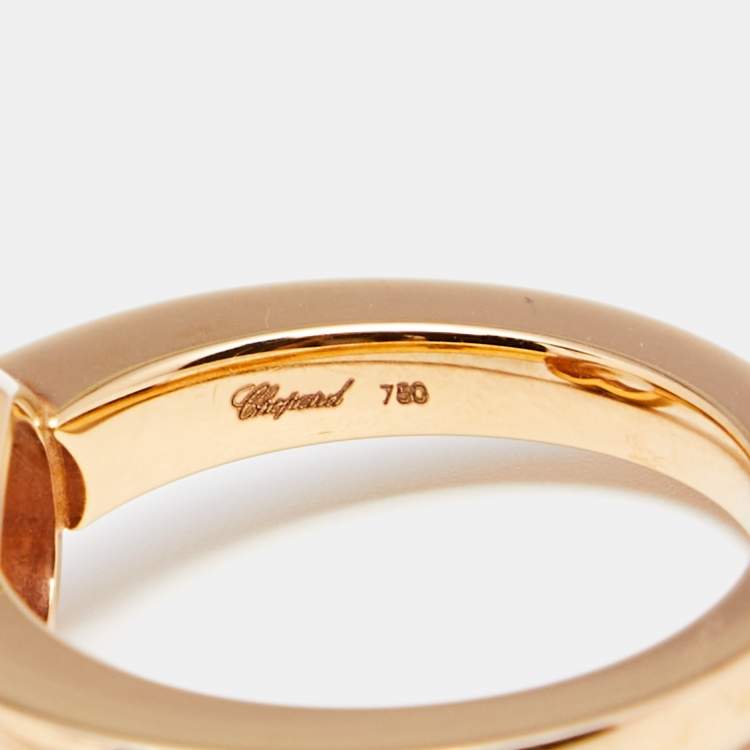 Pre Owned Chopard Happy Heart Happy Diamond 18k Rose Gold Diamond Ring Size 55