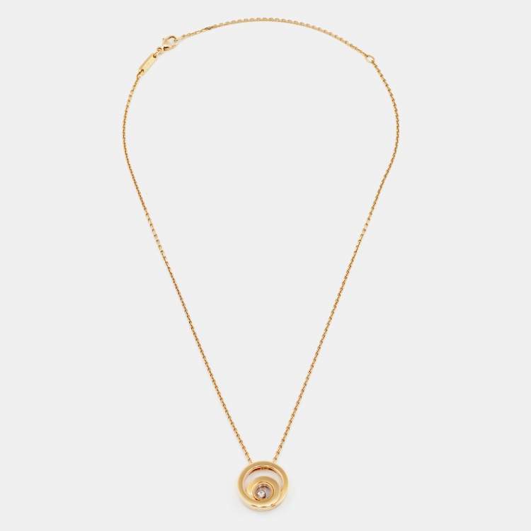 Pre Owned Chopard Happy Diamond 18K Rose Gold Circle Pendant Necklace