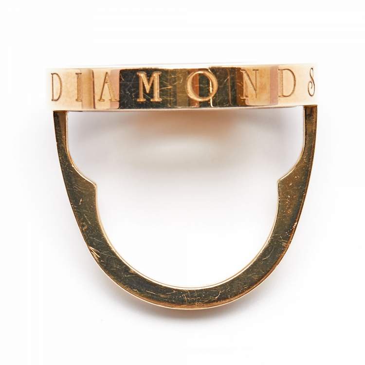 Pre Owned Chopard Happy Diamonds 18k Yellow Gold Circular Ring Size 49