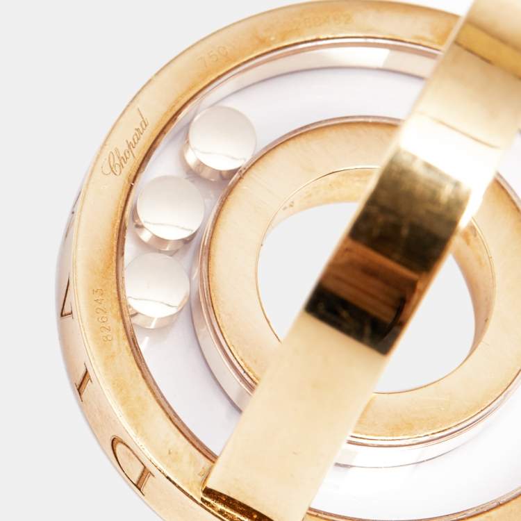 Pre Owned Chopard Happy Diamonds 18k Yellow Gold Circular Ring Size 49