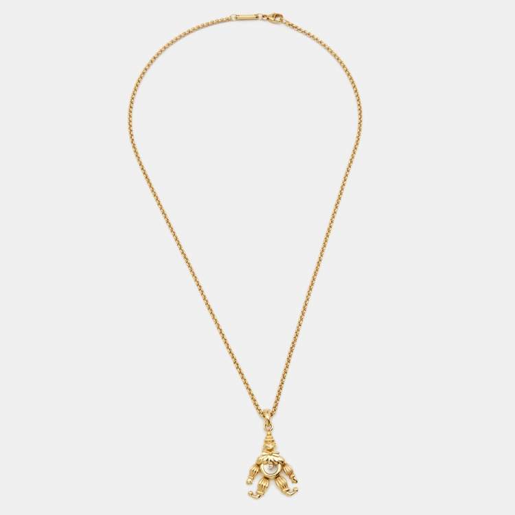 Pre Owned Chopard Happy Diamond Clown Diamond 18k Yellow Gold Pendant Necklace