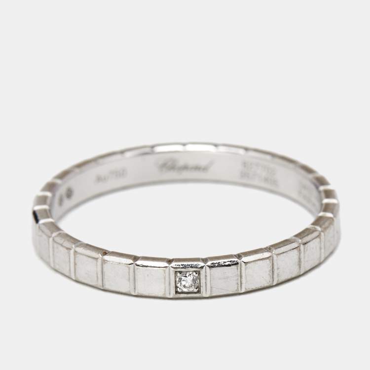 Pre Owned Chopard Ice Cube Diamond 18k White Gold Band Ring Size 54