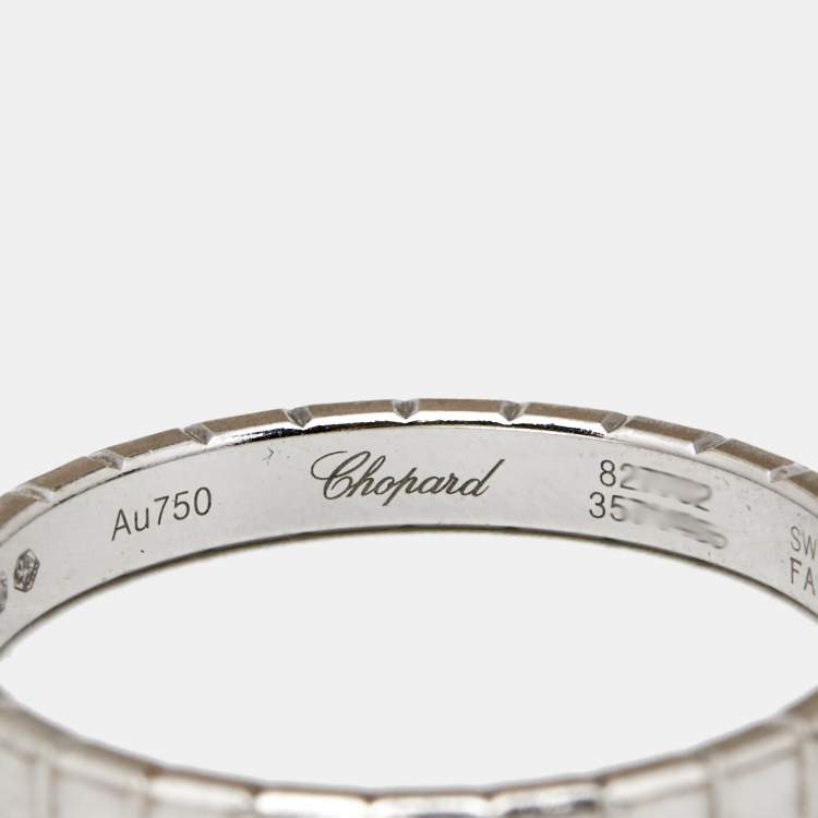 Pre Owned Chopard Ice Cube Diamond 18k White Gold Band Ring Size 54