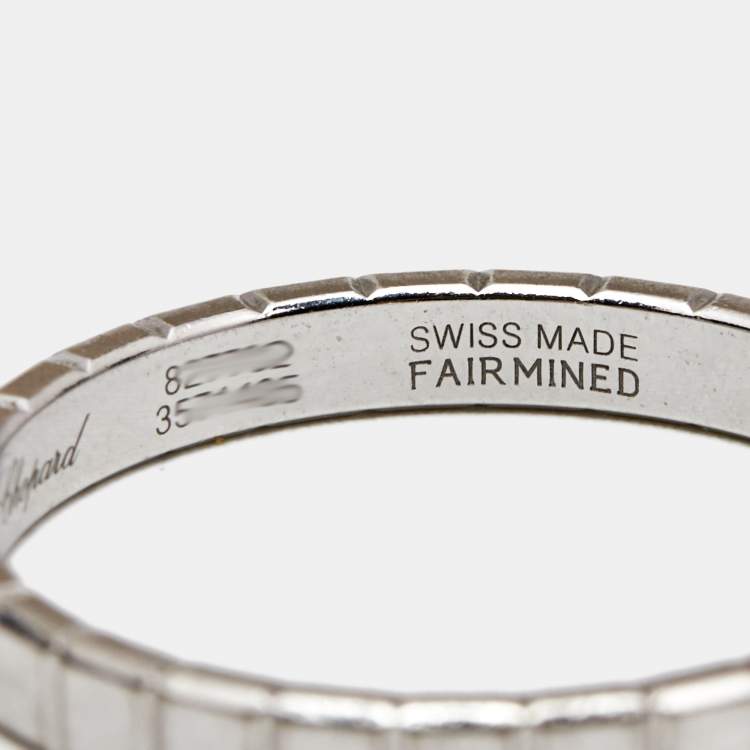 Pre Owned Chopard Ice Cube Diamond 18k White Gold Band Ring Size 54