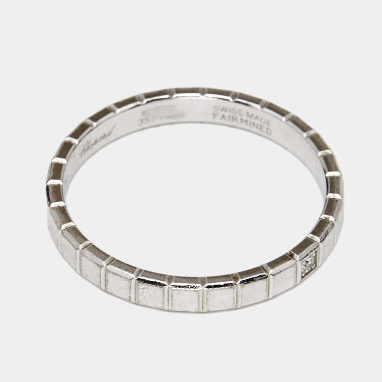 Pre Owned Chopard Ice Cube Diamond 18k White Gold Band Ring Size 54