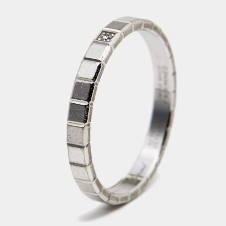 Pre Owned Chopard Ice Cube Diamond 18k White Gold Band Ring Size 54