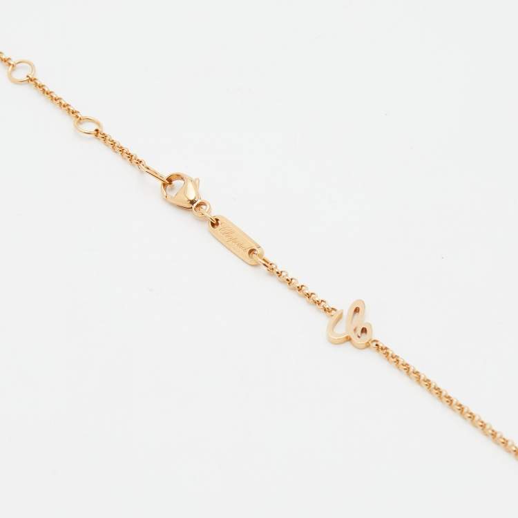 Pre Owned Chopard Happy Heart Diamond Turquoise 18k Rose Gold Pendant Necklace