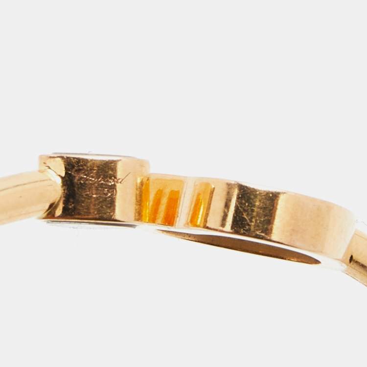 Pre Owned Chopard Happy Hearts Turquoise DIamond 18k Rose Gold Open Cuff Bracelet