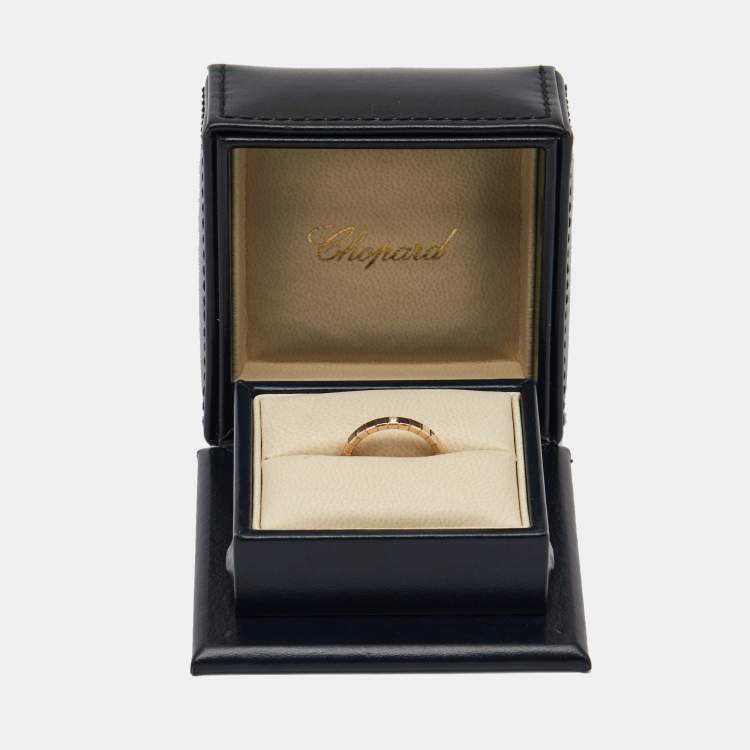 Pre Owned Chopard Ice Cube Diamond 18k Rose Gold Band Ring Size 52