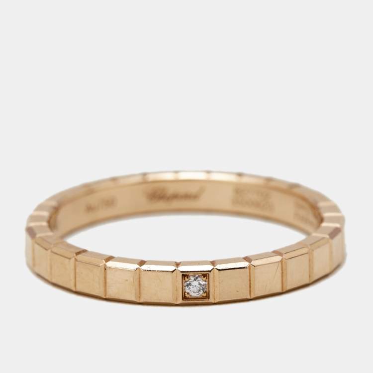 Pre Owned Chopard Ice Cube Diamond 18k Rose Gold Band Ring Size 52