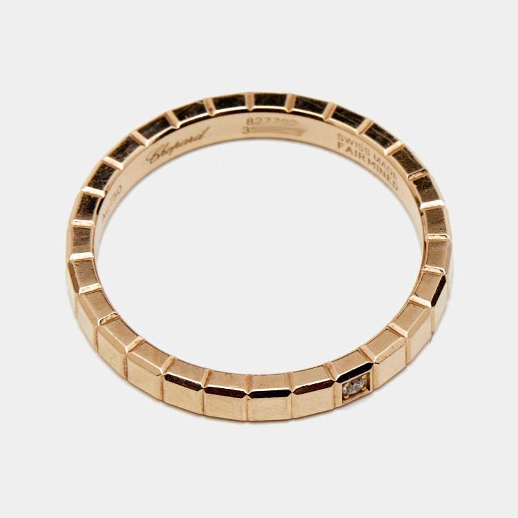 Pre Owned Chopard Ice Cube Diamond 18k Rose Gold Band Ring Size 52