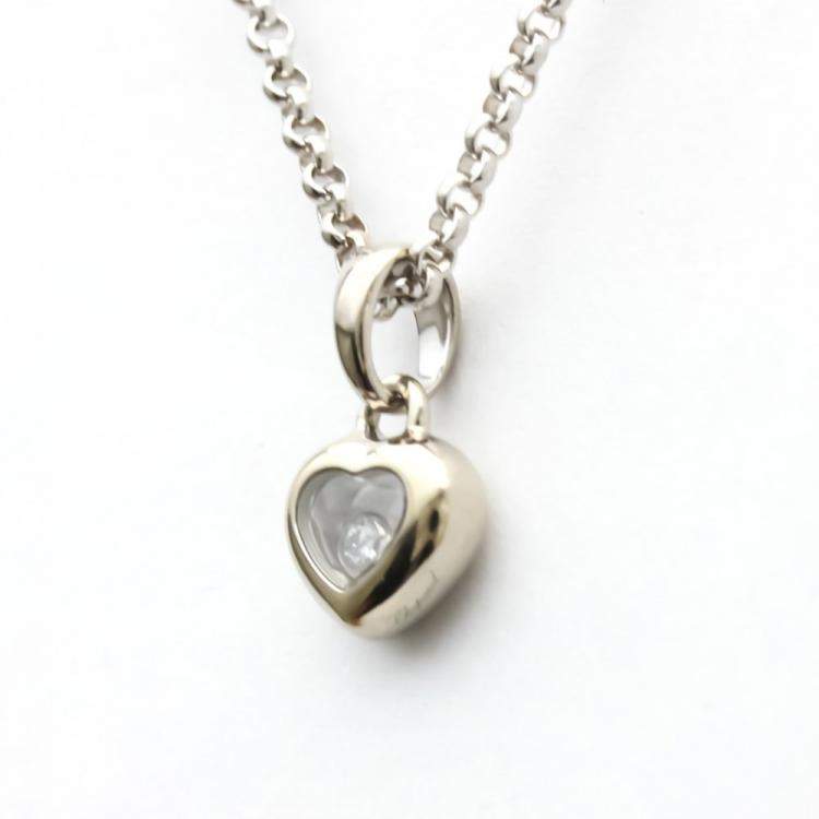 Pre Owned Chopard Happy Diamonds Heart 18K White Gold Diamond Necklace