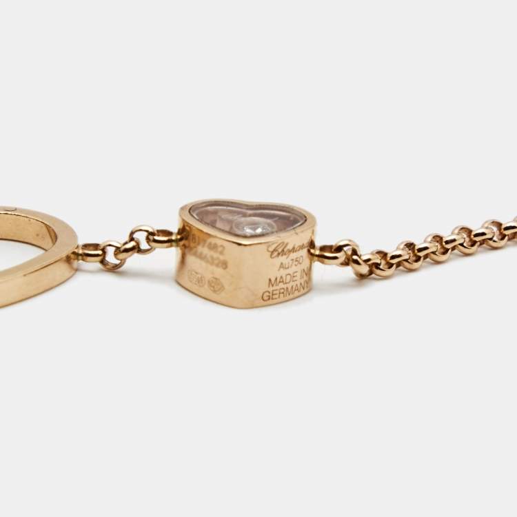 Pre Owned Chopard Happy Heart Diamond Turquoise 18k Rose Gold Long Necklace