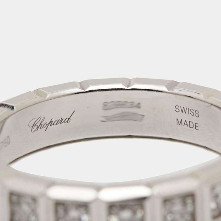 Pre Owned Chopard Ice Cube Diamond 18K White Gold Band Ring Size 53
