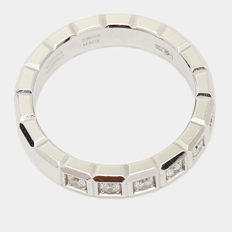 Pre Owned Chopard Ice Cube Diamond 18K White Gold Band Ring Size 53
